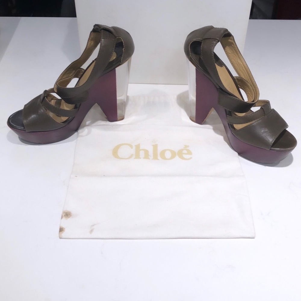 Chloe olive Platform wedge heels